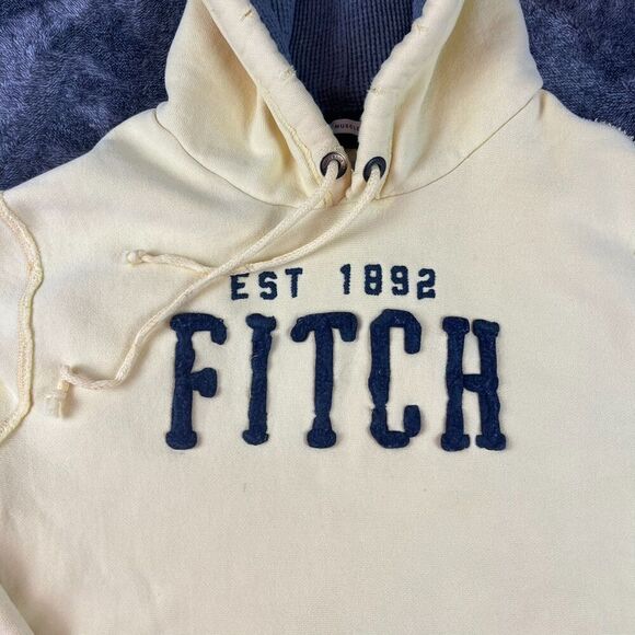 Abercrombie & Fitch Heavyweight Muscle Hoodie Yellow Spellout Men's XL Waffle - Picture 2 of 14